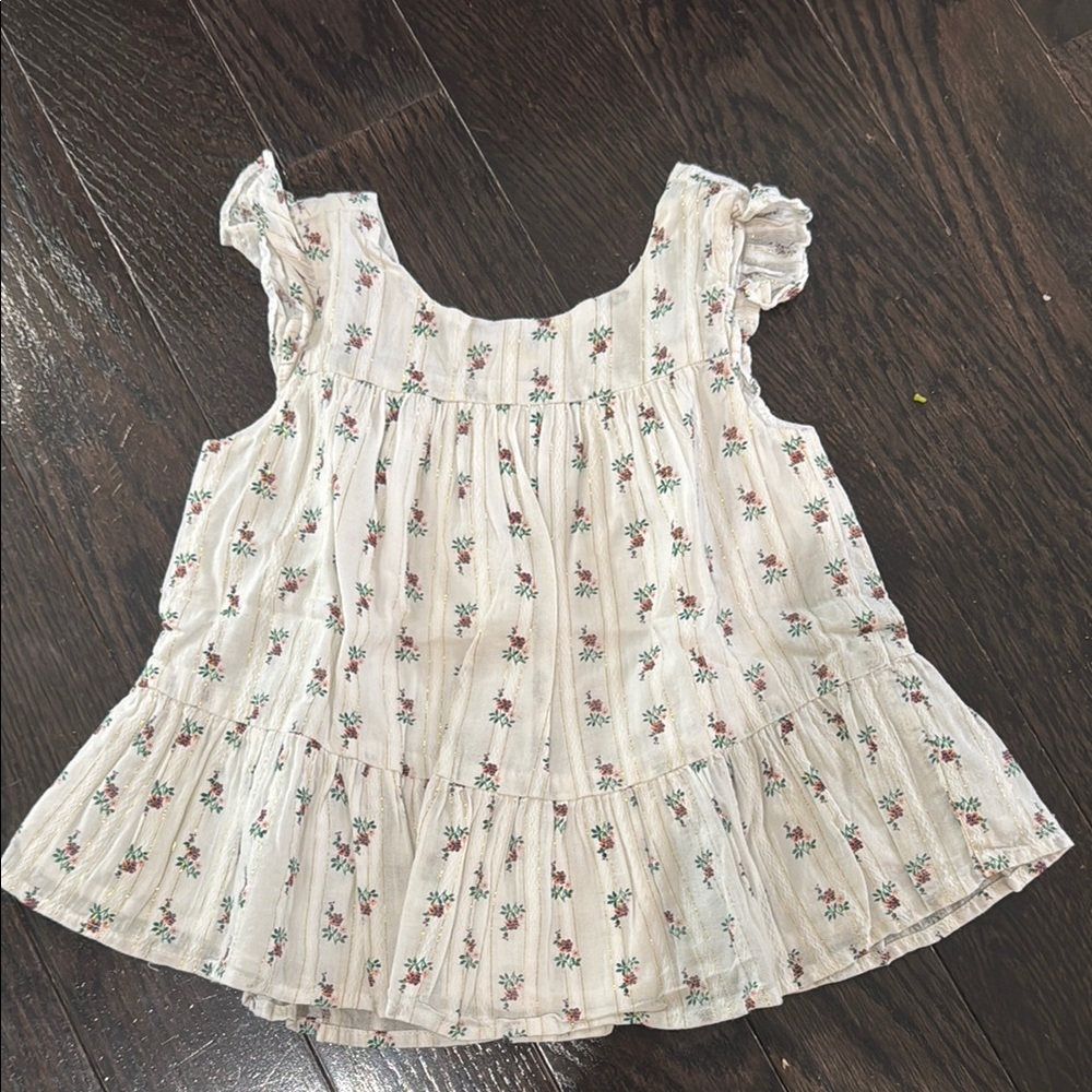 Janie and Jack Cream Floral Ruffle Sleeve Blouse